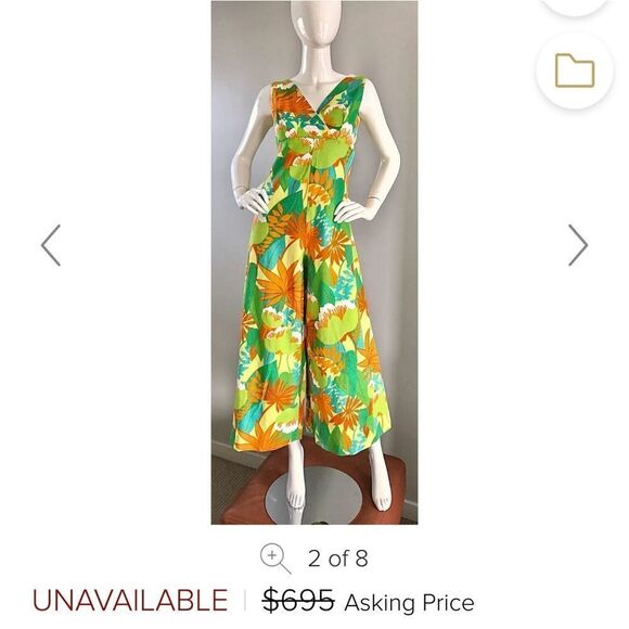 70s Hawaiian halter palazzo jumpsuit - Picture 8 of 10